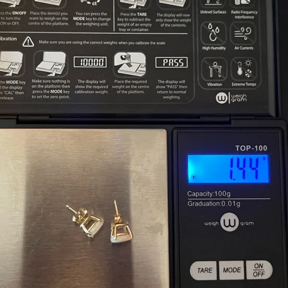 14k Solid Gold Opal Cabochon Post Earrings - Picture 16 of 16